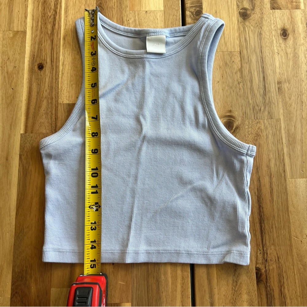 H&M Light Blue Ribbed Cropped Tank Top Size Small - Picture 5 of 5